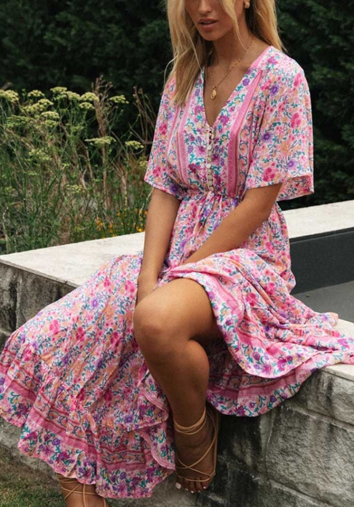 Boho Pink Long Dress