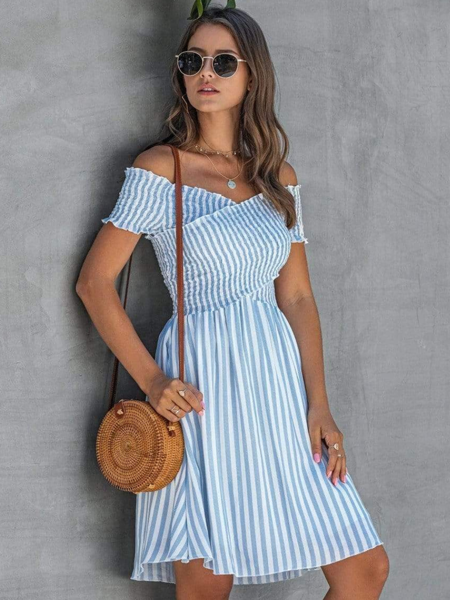 Blue Bohemian Dress with Stripes dress