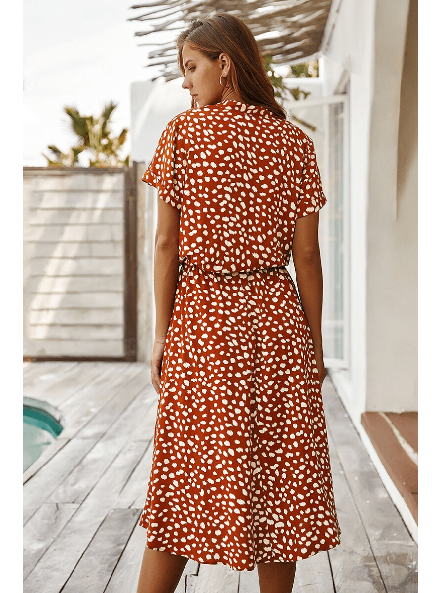 Mid-Length Boho Dress with Leopard Print