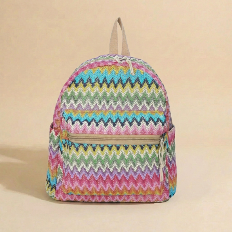 Boho Straw Backpack for Women