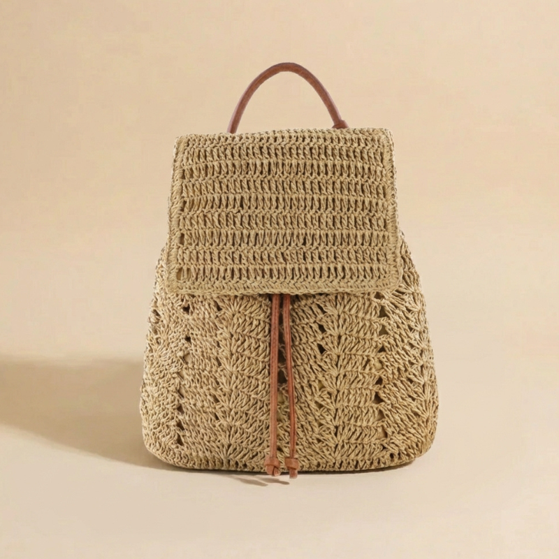 Handwoven Straw Backpack