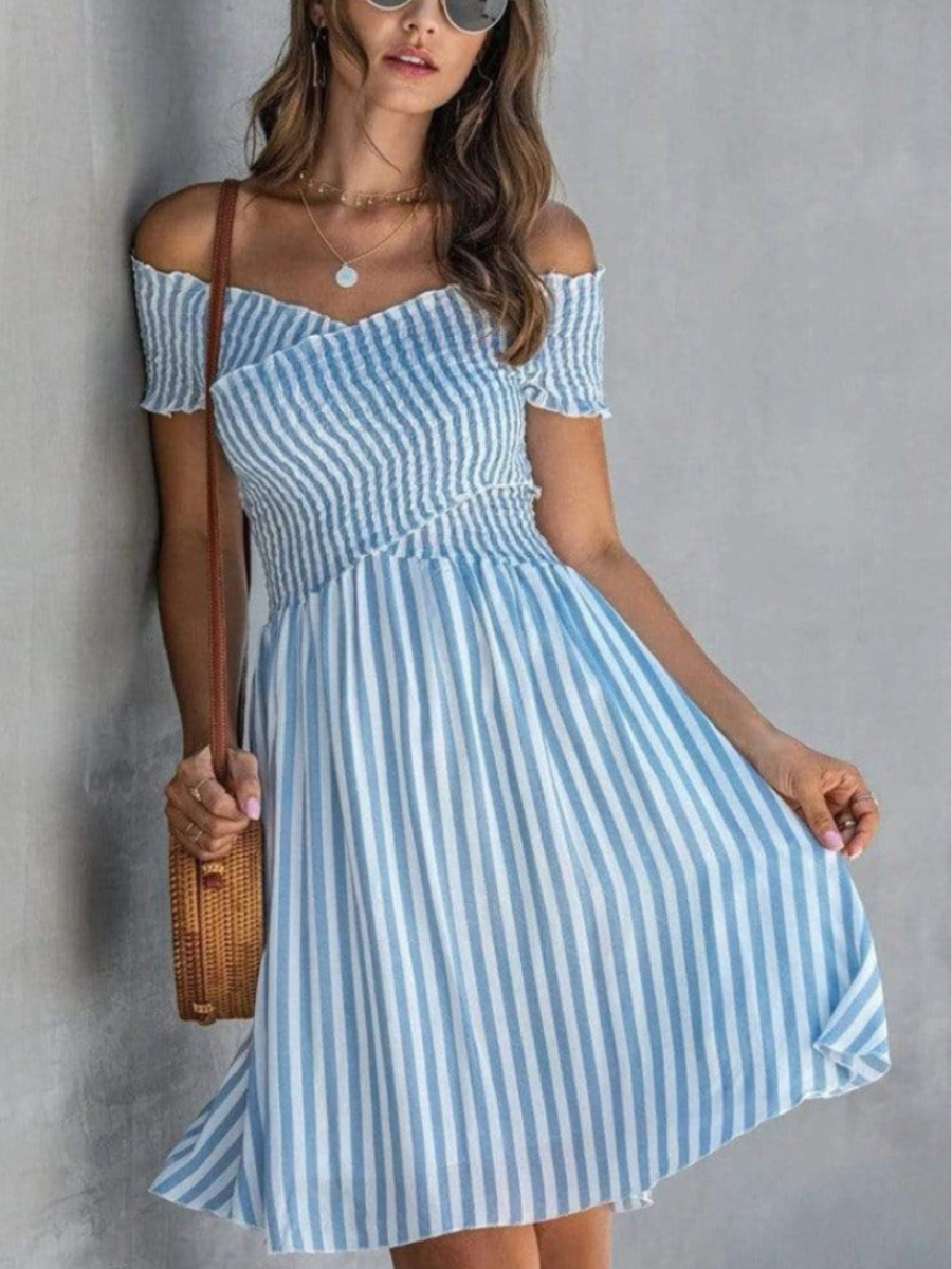 Blue Bohemian Dress with Stripes dress