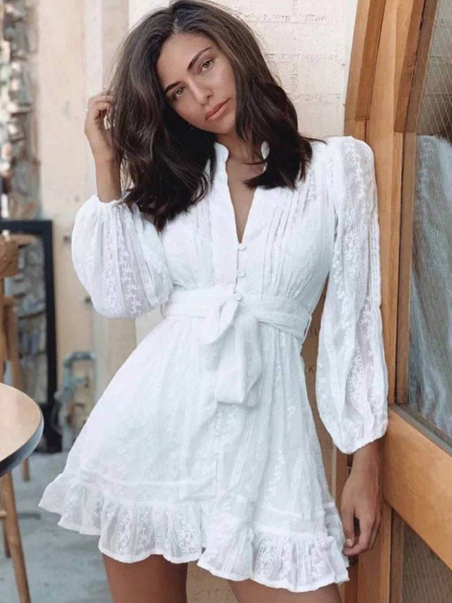 White Mini Bohemian Dress