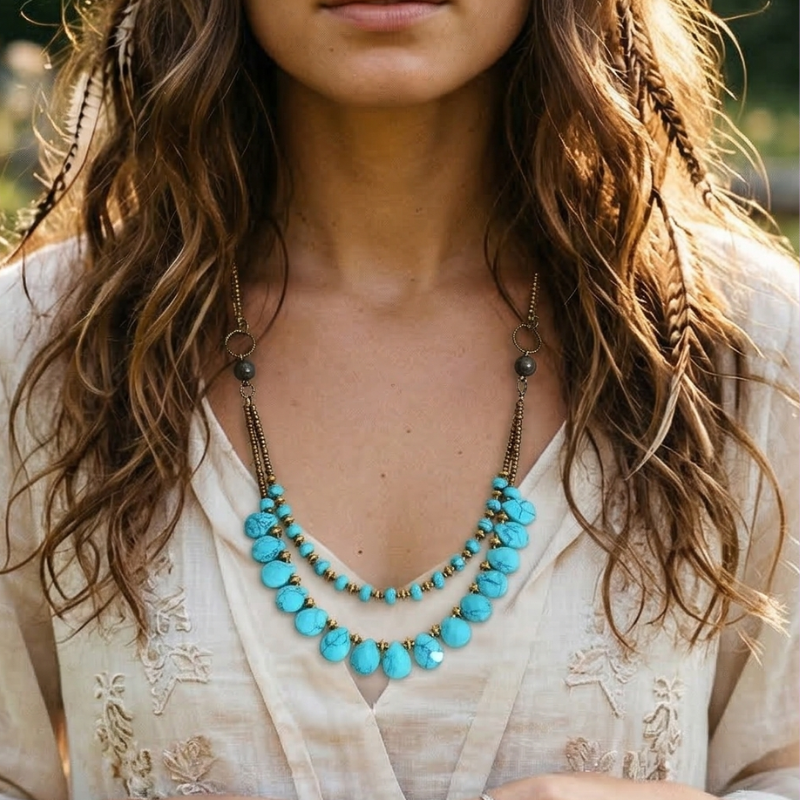Boho Beads Vintage Necklace - 2 Layers