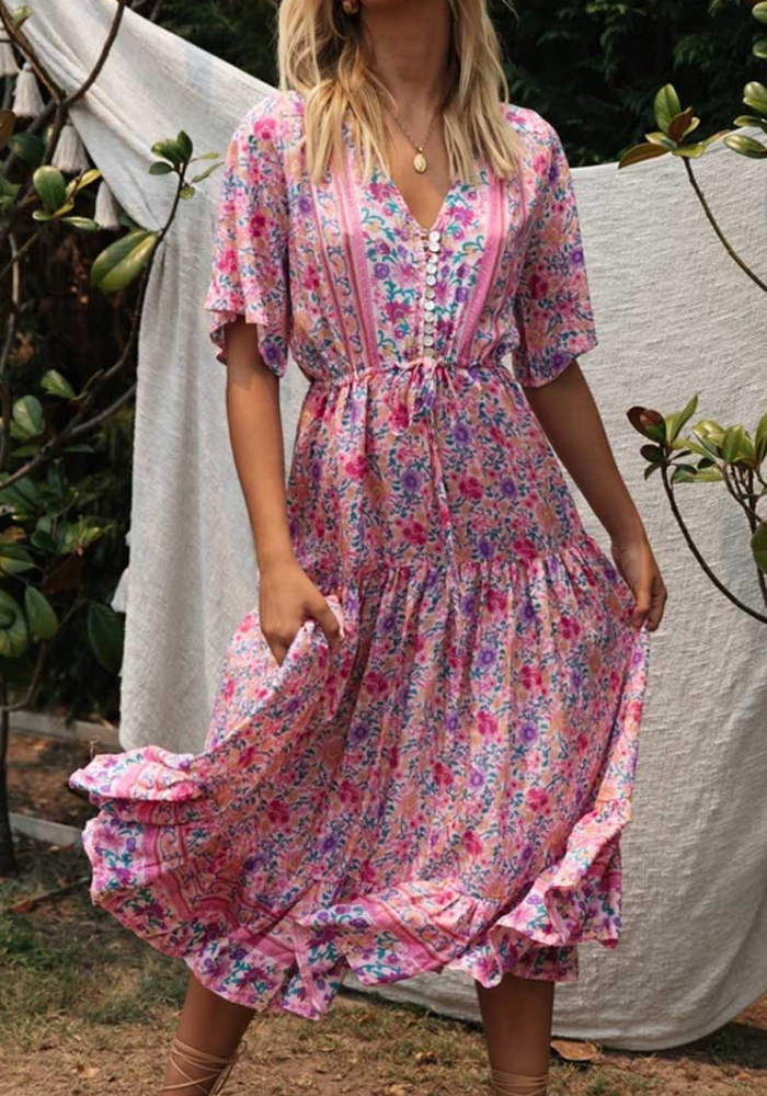 Boho Pink Long Dress