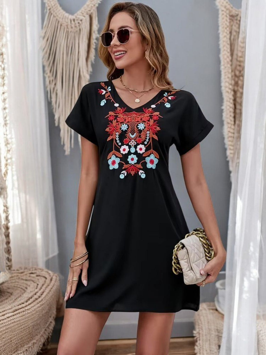 Black Bohemian Chic Mini Dress