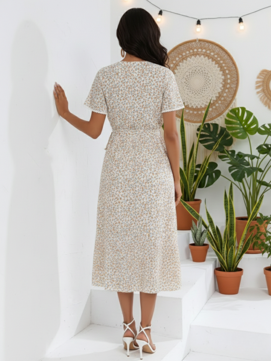 Mid-Length Boho Dress With Floral Print