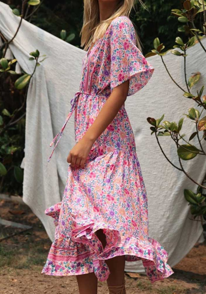 Boho Pink Long Dress