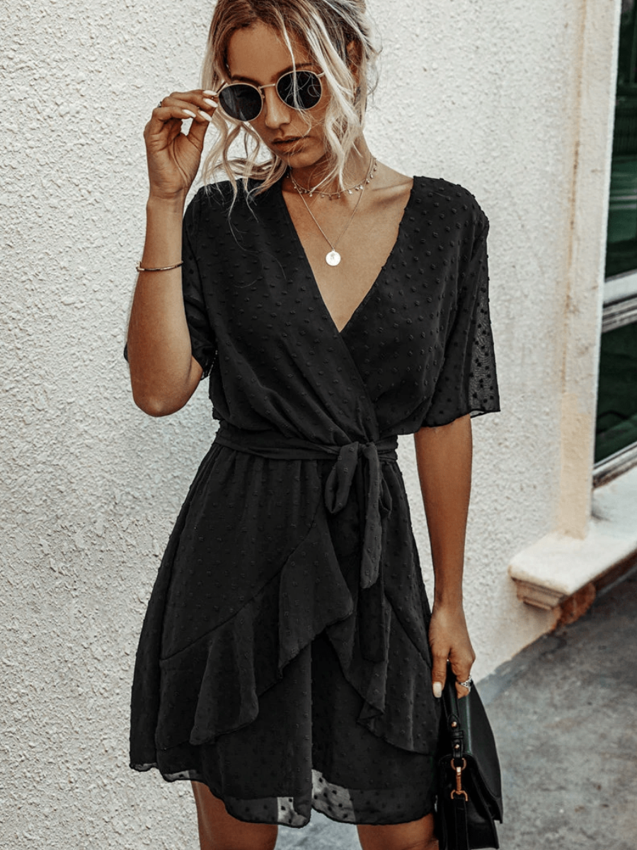Boho Mini Dress in Black