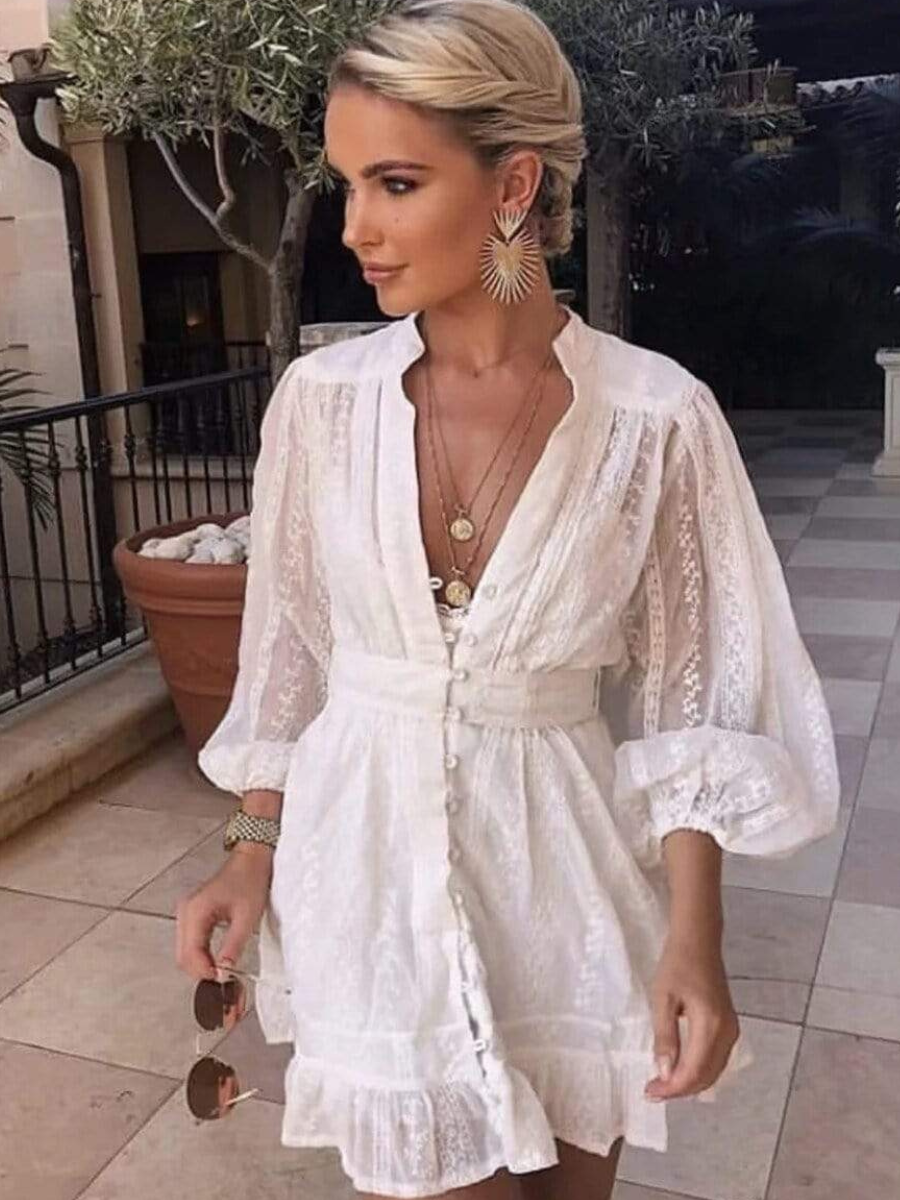 White Mini Bohemian Dress