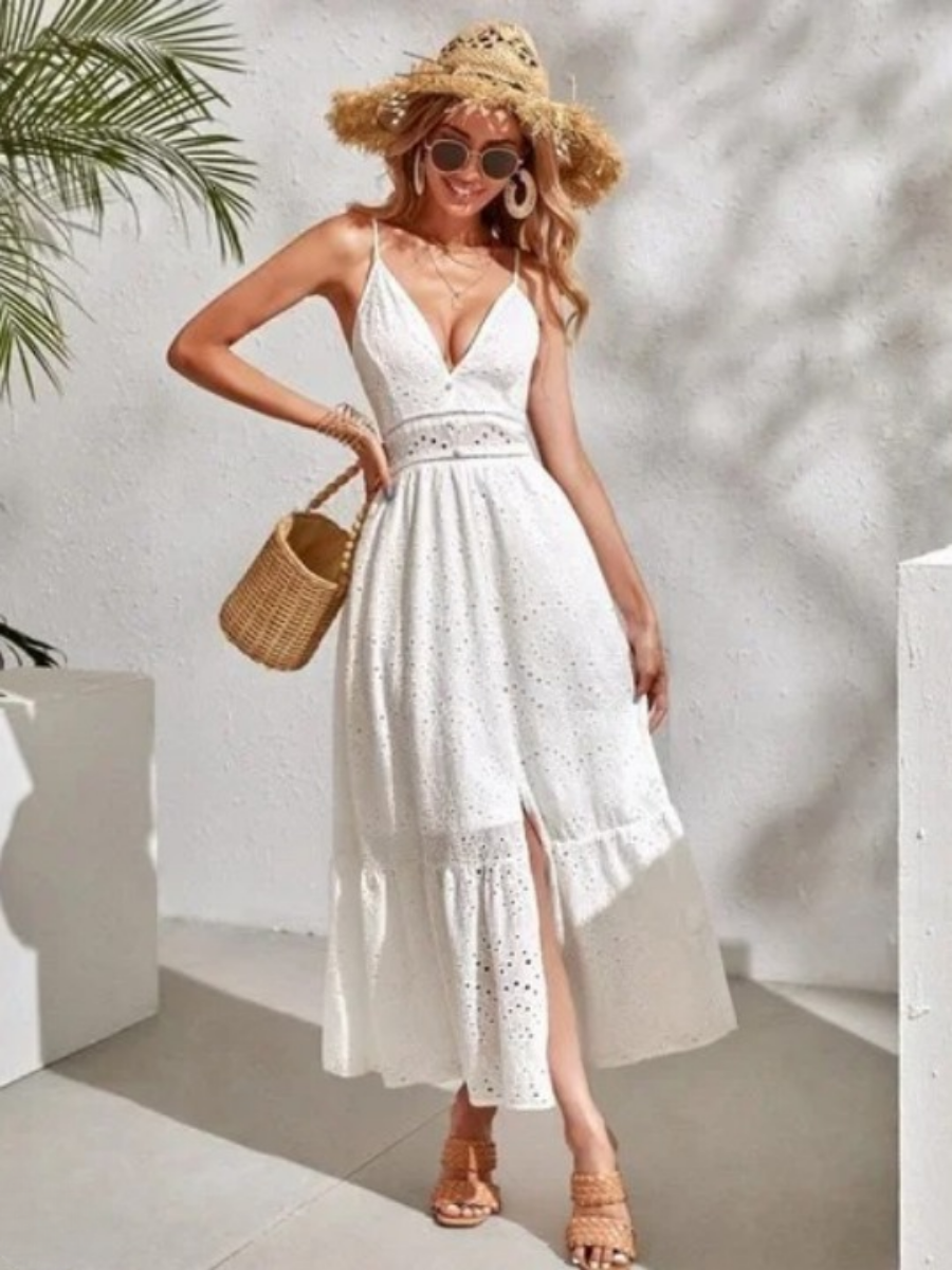 Boho White Dress Midi