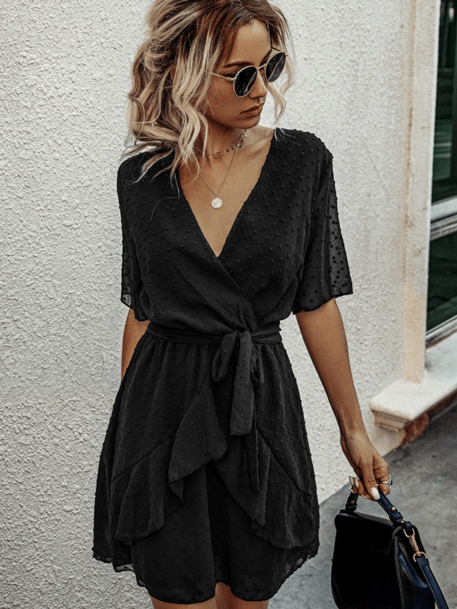 Boho Mini Dress in Black
