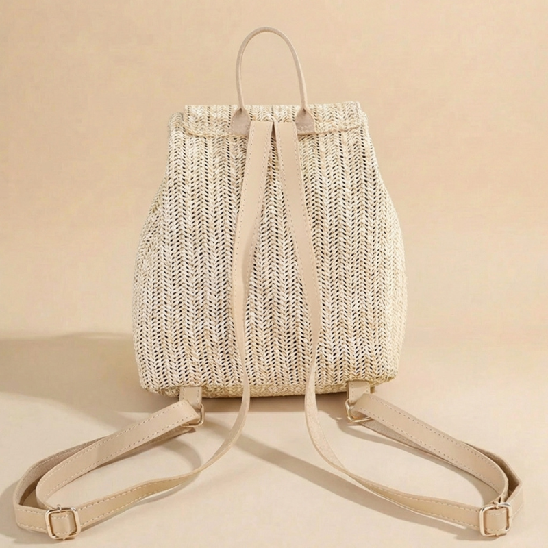 Boho Fashion Straw Woven Backpack