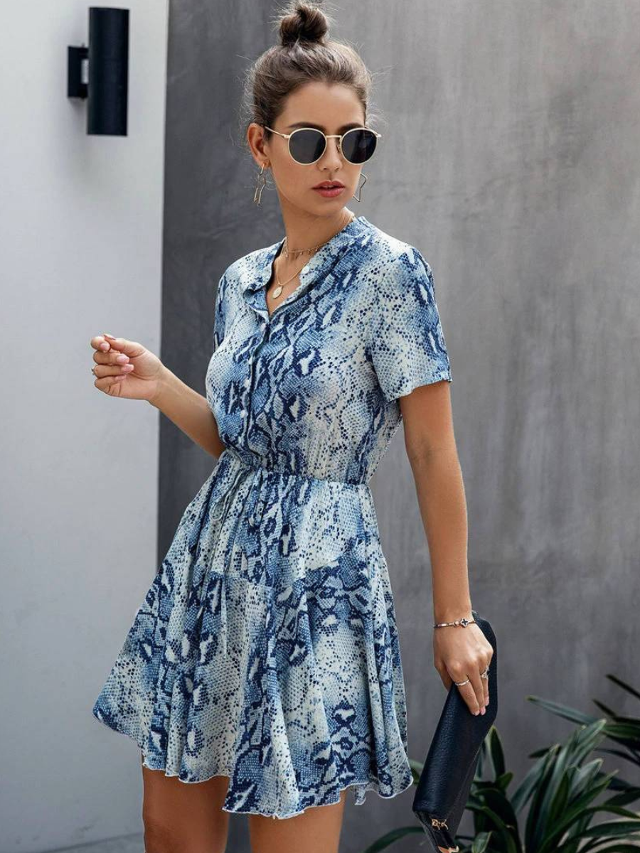 Boho Blue Mini Chic Dress - Python Spirit