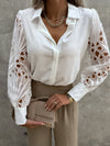 White Boho chic Blouse with embroidered puffed sleeves