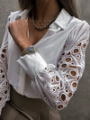 White Boho chic Blouse with embroidered puffed sleeves