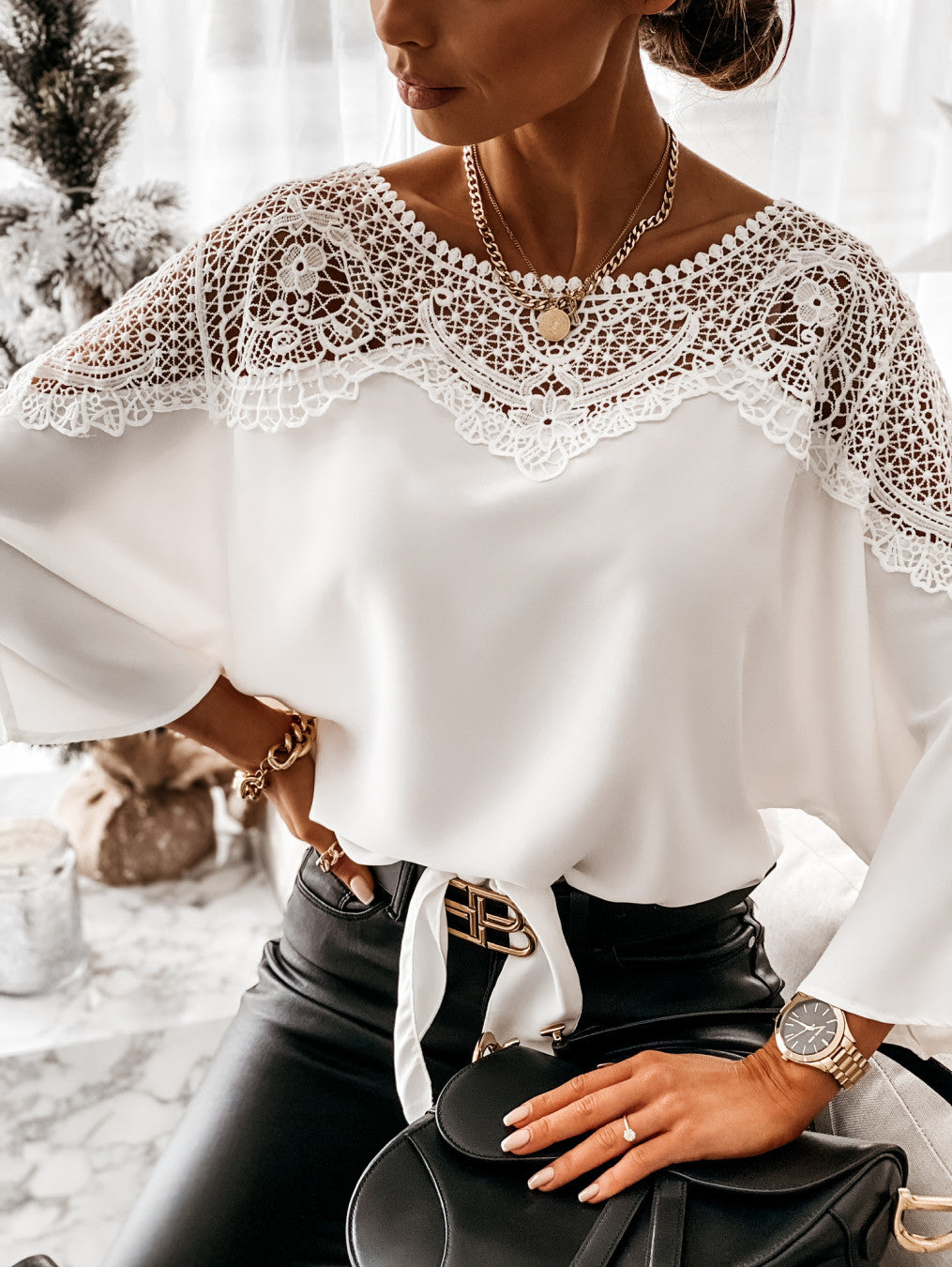 Blouse Boho White Fluid