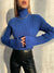 Boho Blue Ribbed Knit Sweater