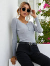 Grey Slim Ribbed Boho Top