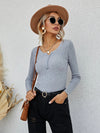 Grey Slim Ribbed Boho Top