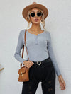 Grey Slim Ribbed Boho Top