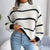 Striped Boho Sweater with Stand-up Collar