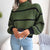 Green Boho High Neck Sweater with Stripes