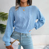 Boho Blue Sweater in knitted twisted