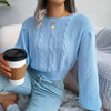 Boho Blue Sweater in knitted twisted