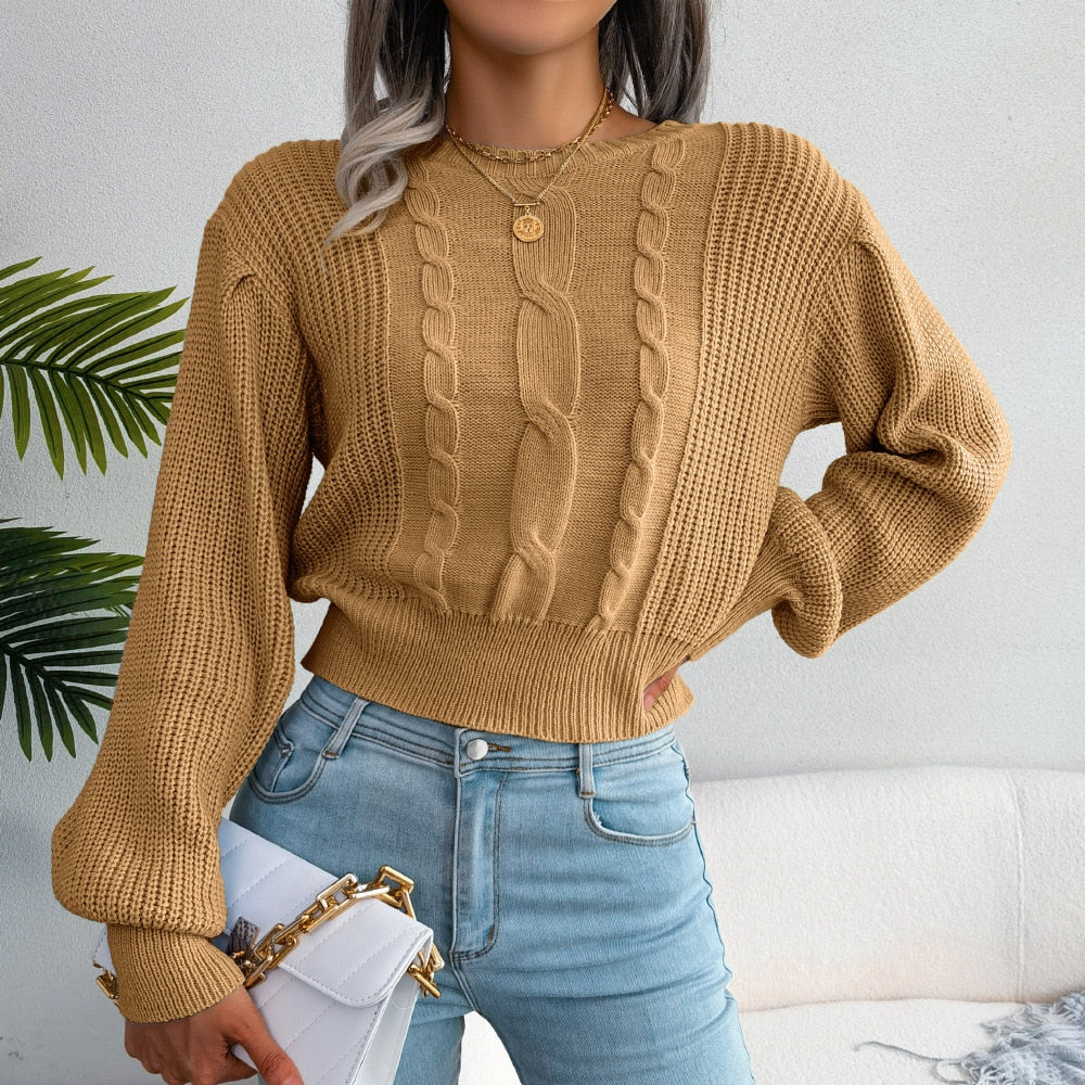 Boho Camel Sweater in knitted twisted