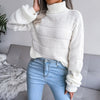 White Boho Knit Roll Neck Sweater