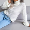 White Boho Knit Roll Neck Sweater