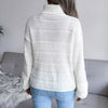 White Boho Knit Roll Neck Sweater