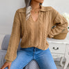 Camel Boho Knit Sweater with Collar