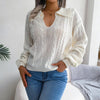 White Boho Knit Sweater with Collar