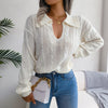 White Boho Knit Sweater with Collar