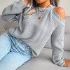 Grey Boho Sweater with Openwork Shoulders