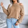 Boho Camel Sweater with Openwork Shoulders