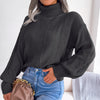 Black Boho Turtleneck Sweater