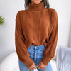 Brown Boho Turtleneck Sweater