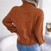 Brown Boho Turtleneck Sweater