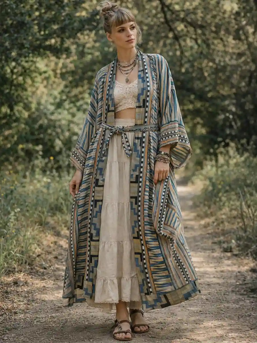 Aztec Print Boho Kimono
