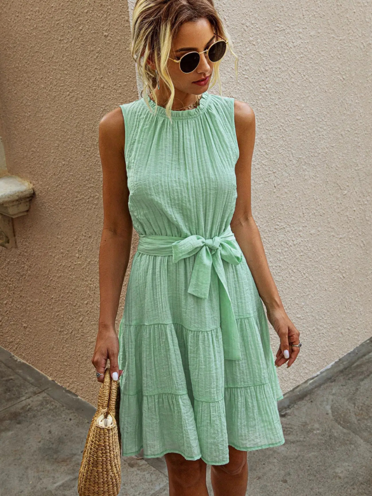 Italian Boho Dress in Pastel Green