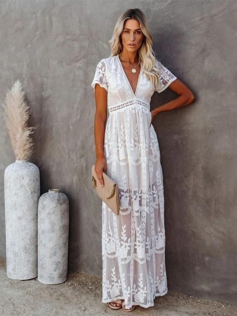 Long White Bohemian Dress