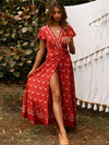 Maxi Boho Red Slit Dress