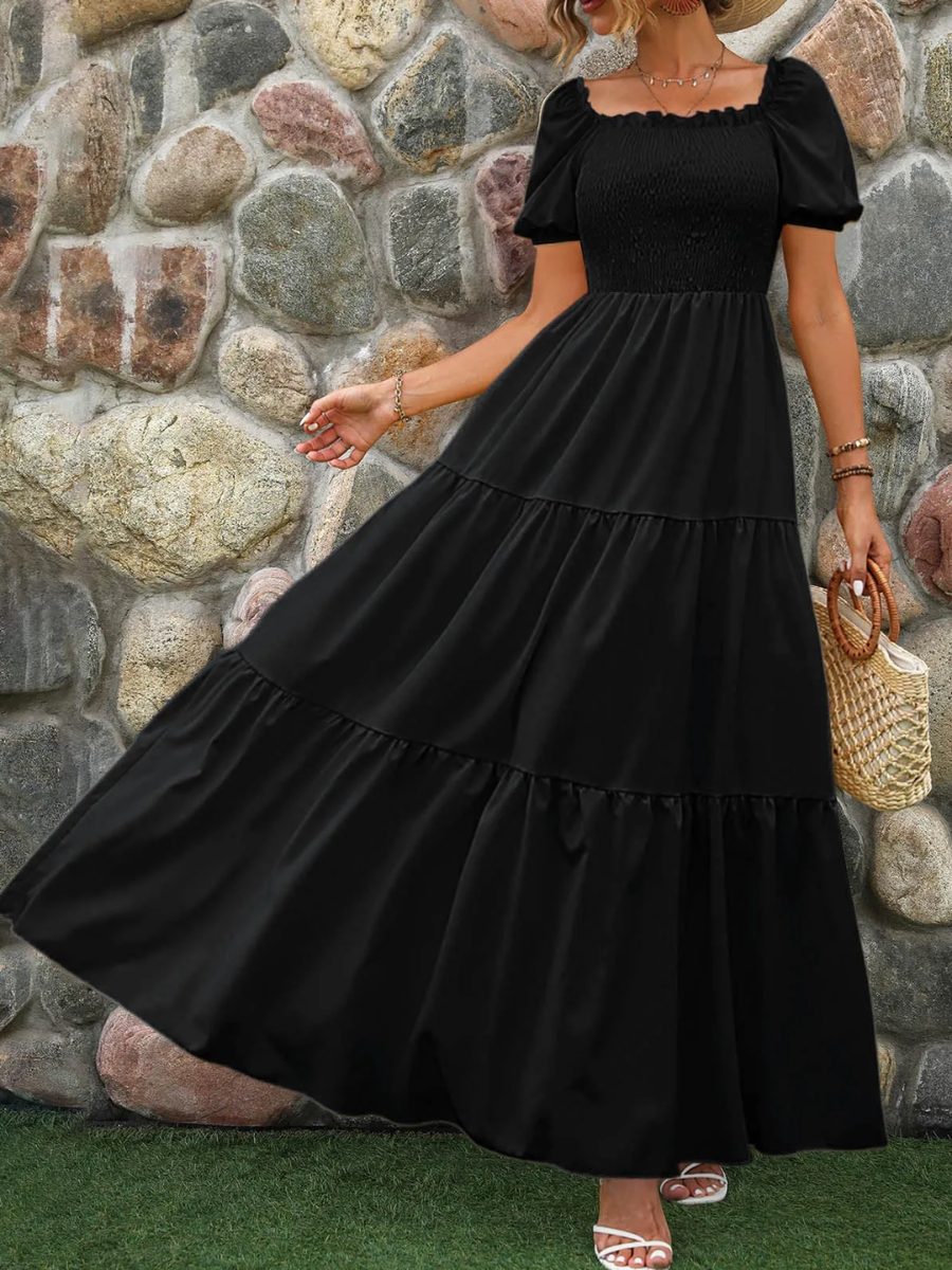 Black Pleated Maxi Dress