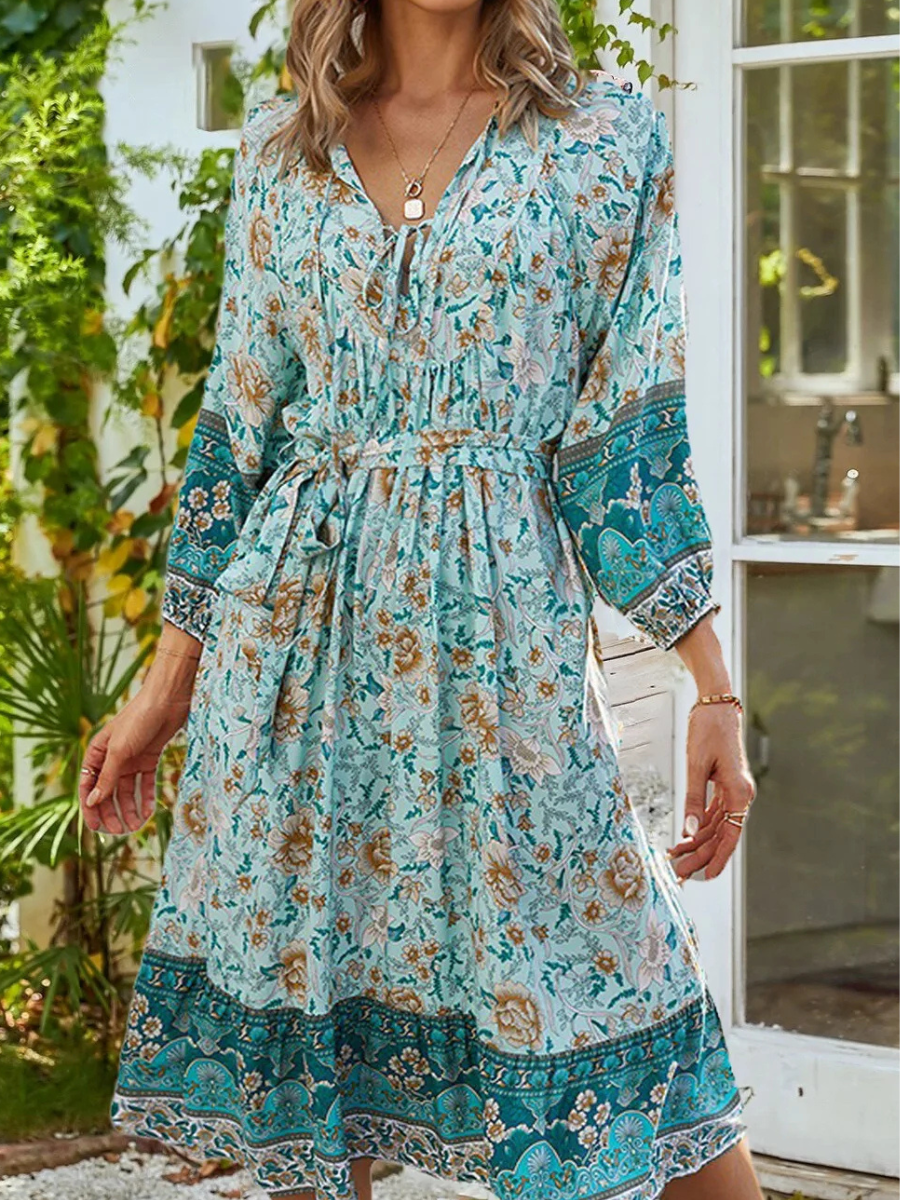 Flowered Boho Dress