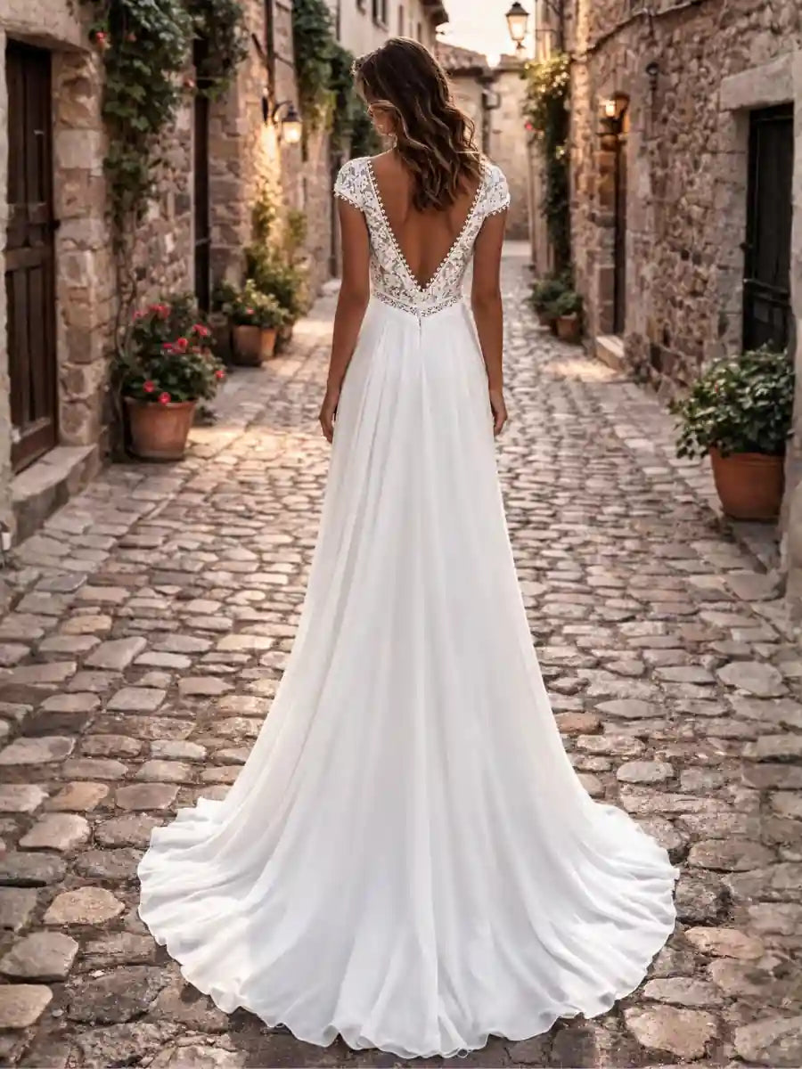 Backless Boho Bridal Dress