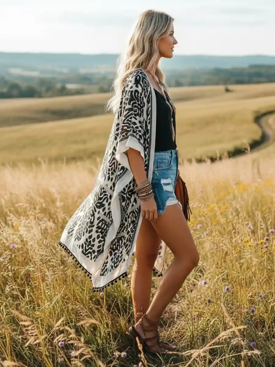 Beach Cover Up Kimono Woman