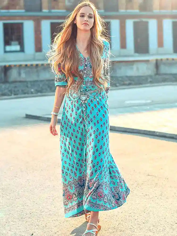 Beach Maxi Dress With Sleeves